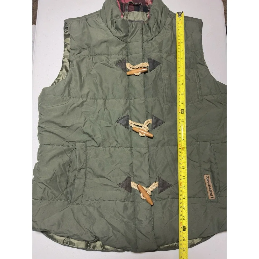 Legendary Whitetails Mens Vest XL Olive Green Puffer Flannel Lined Toggle